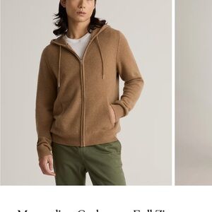 Quince Men's Teak tan color Zip-Up Sweater CASHMERE